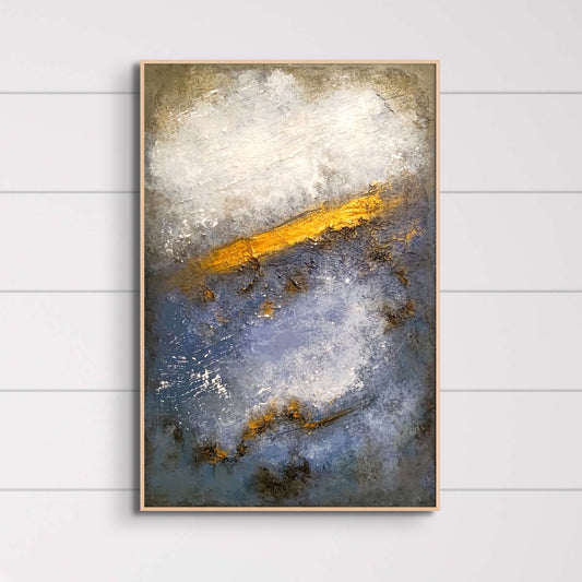 Abstract Art Painting / Modern Art Painting / Original Modern Abstract Art Painting / Modern Acrylic Abstract Art Painting / Modern Abstract Art Painting for Living Room / Hand-Pained Art Painting Not Printed / Azure-Gilded Sky & Sea : B (Free Shipping)