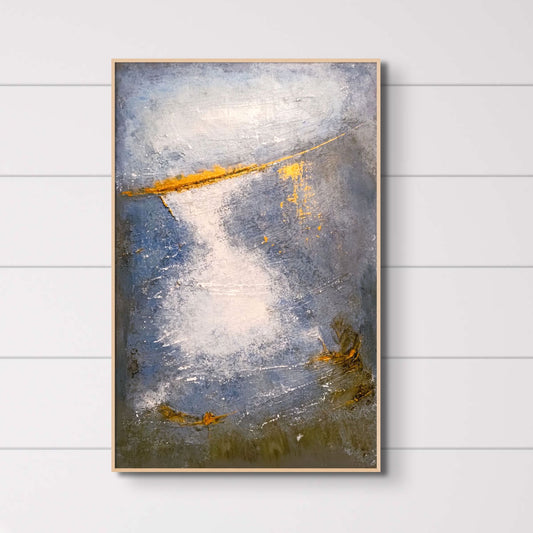 Abstract Art Painting / Modern Art Painting / Original Modern Abstract Art Painting / Modern Acrylic Abstract Art Painting / Modern Abstract Art Painting for Living Room / Hand-Pained Art Painting Not Printed / Azure-Gilded Sky & Sea : C (Free Shipping)